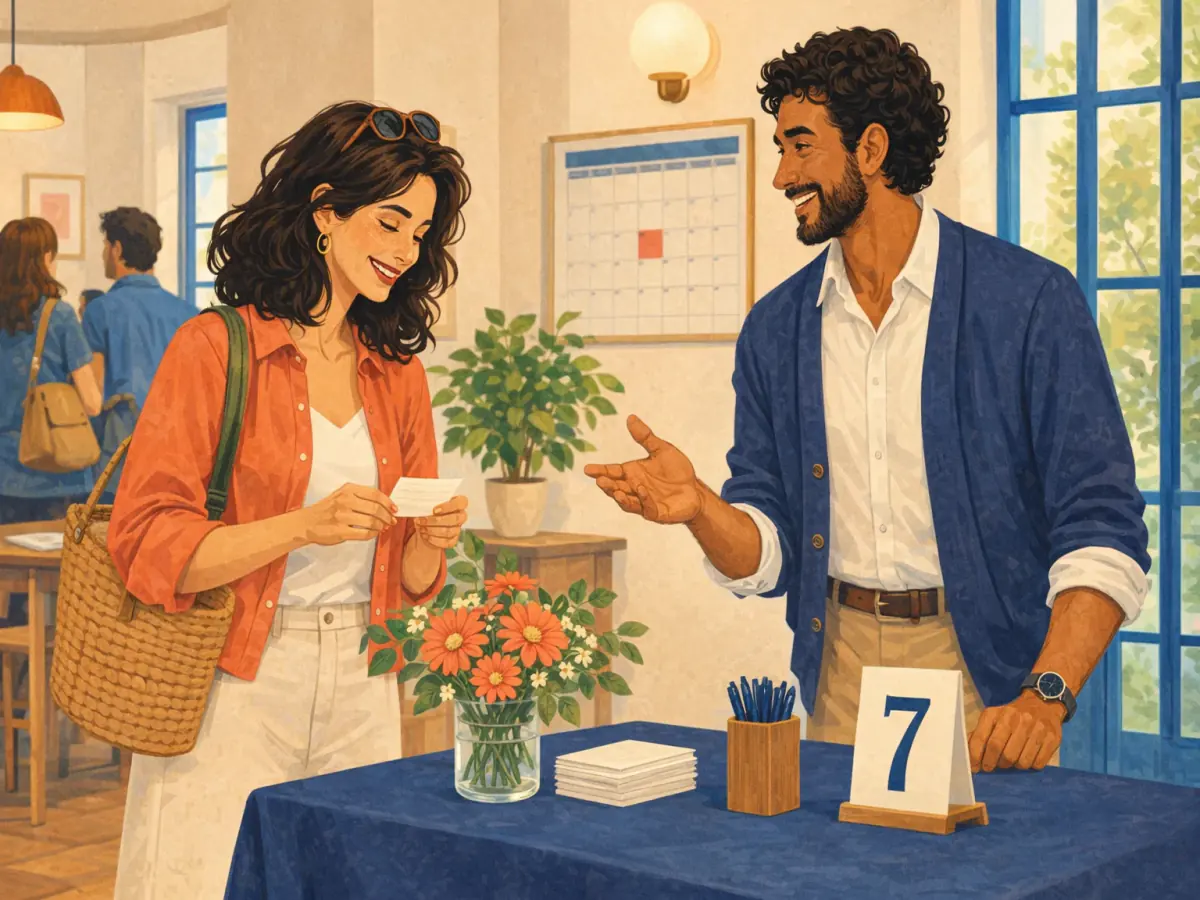 Maya and Owen meeting at an adult evening class