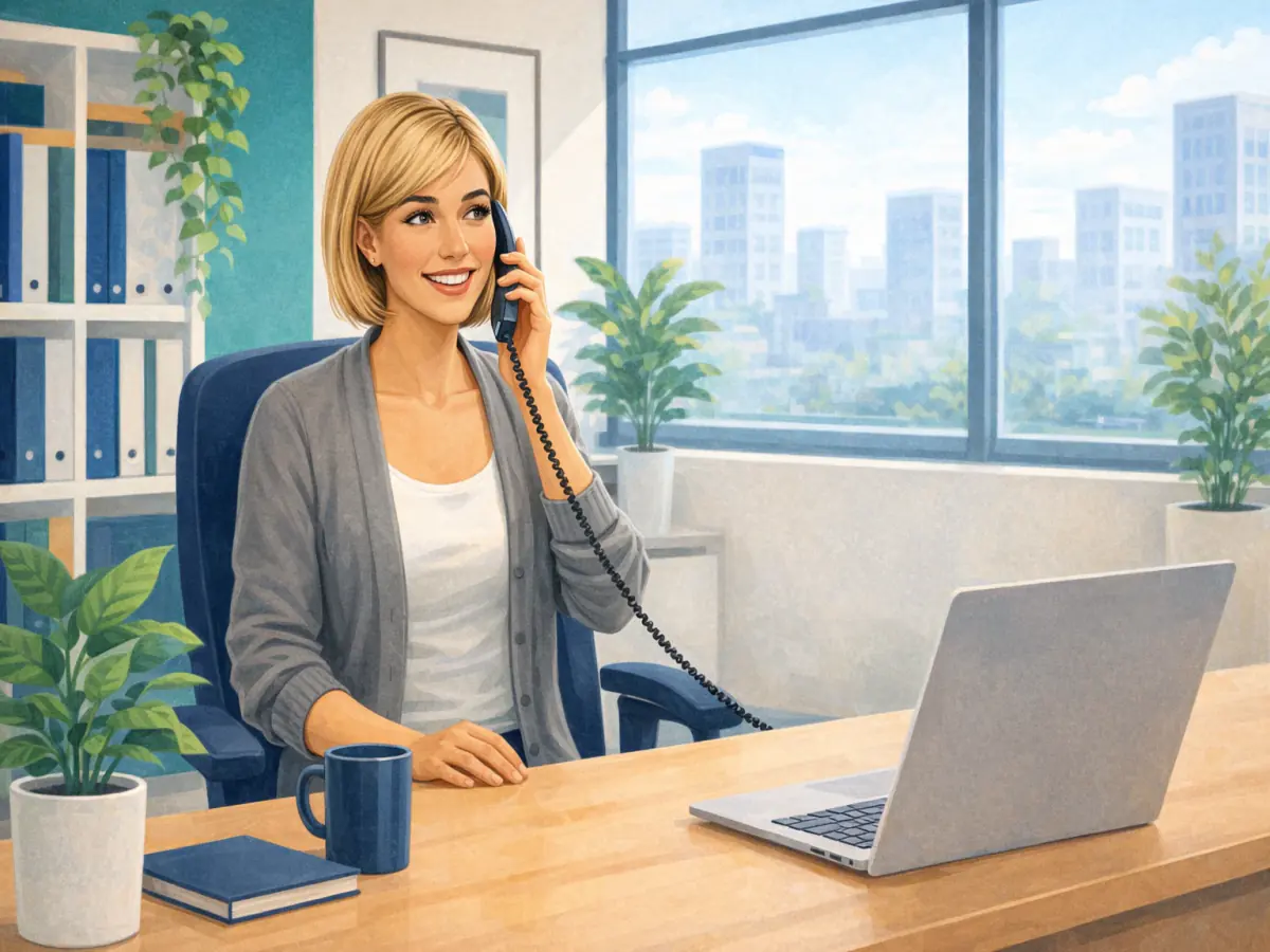 A NovaDesk receptionist answers the phone.