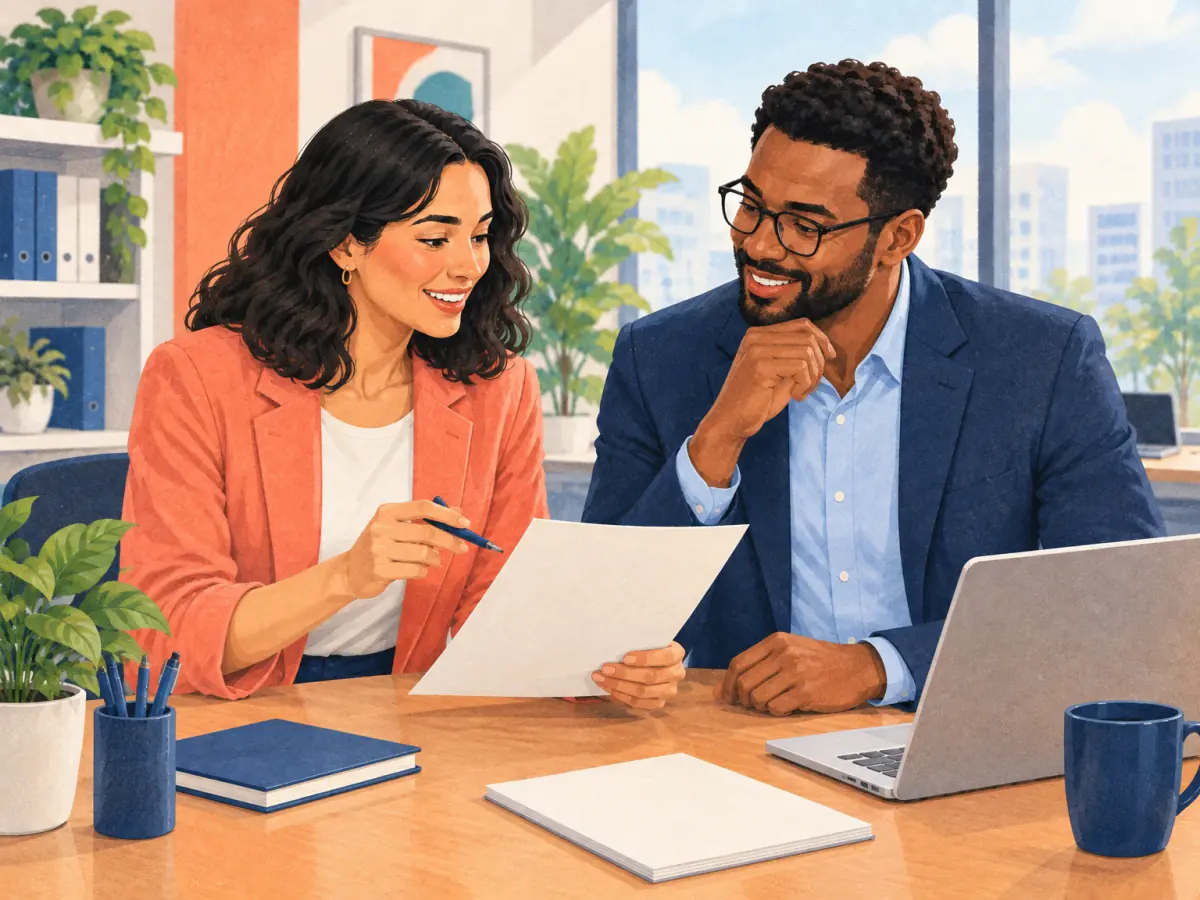 Two colleagues discuss how to share the client calls.